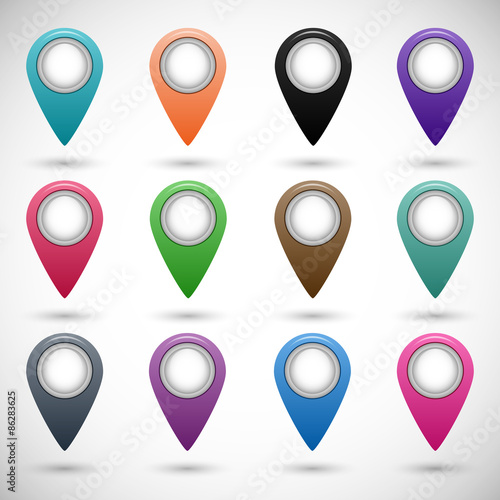 Free Download set icons pointers for map colored on a gray background. vector illustration eps10 - GFXLoad