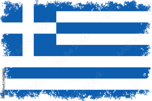 Tableau sur toile National flag of Greece, authentic color and scale with distressed edges