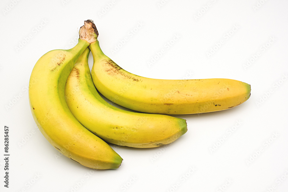 Bananas from the Canary Islands on white background