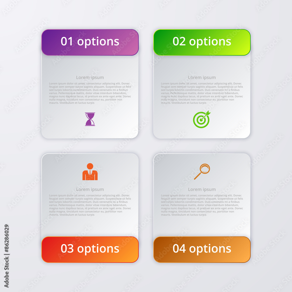 Vector illustration of four square infographics Vector illustration of four square infographics