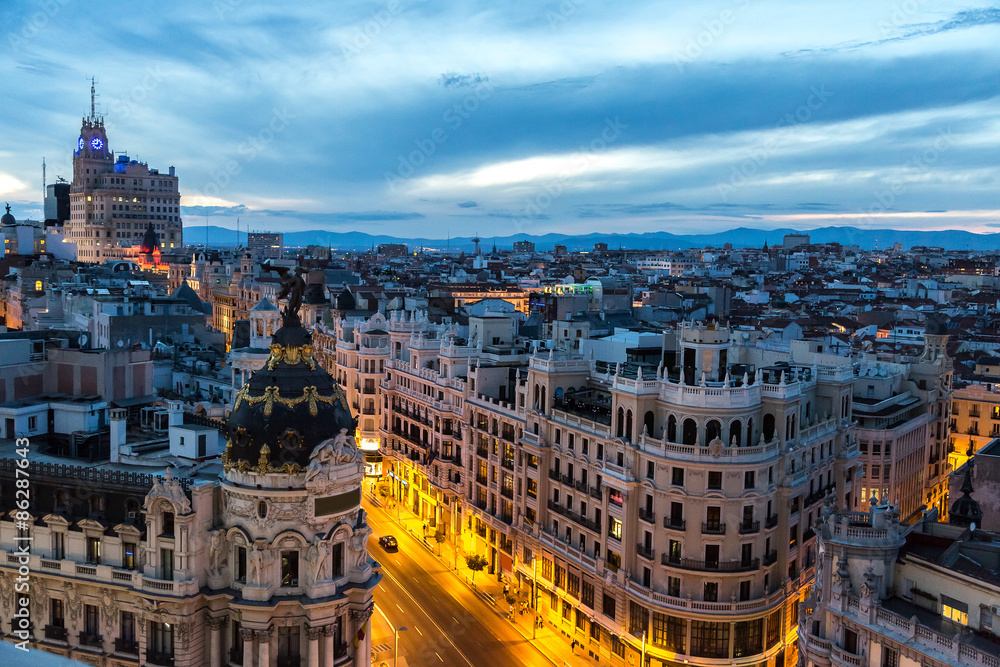 Obraz premium Panoramical aerial view of Madrid