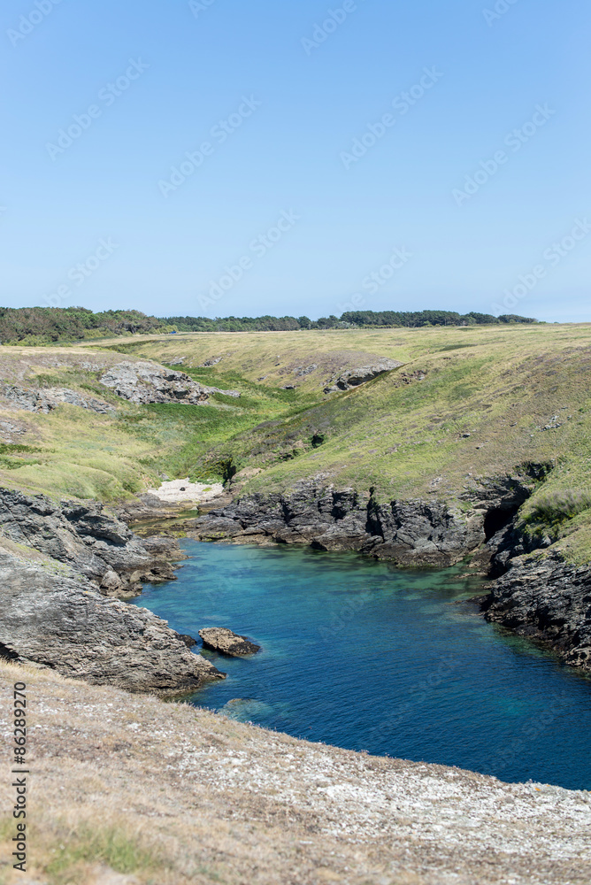 small cove on the wild coast of a brittany island
