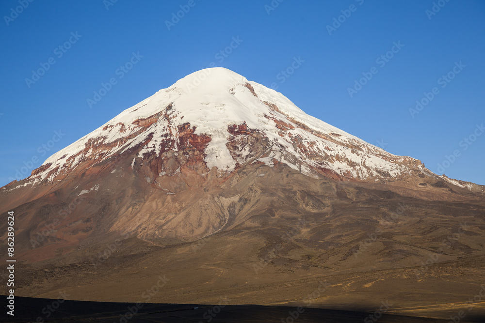 Chimborazo volcano at sunset.
