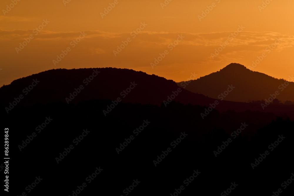 Evening, summer sky in Kaczawskie Mountains, Poland.