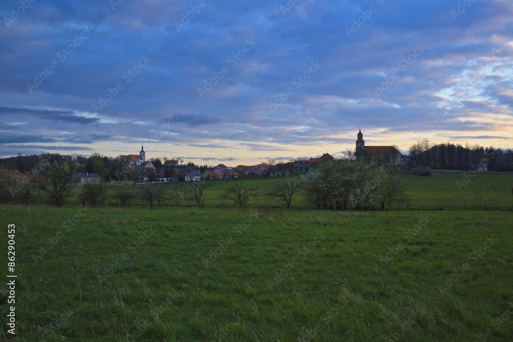 Fototapeta premium rural landscape with small church - hdr