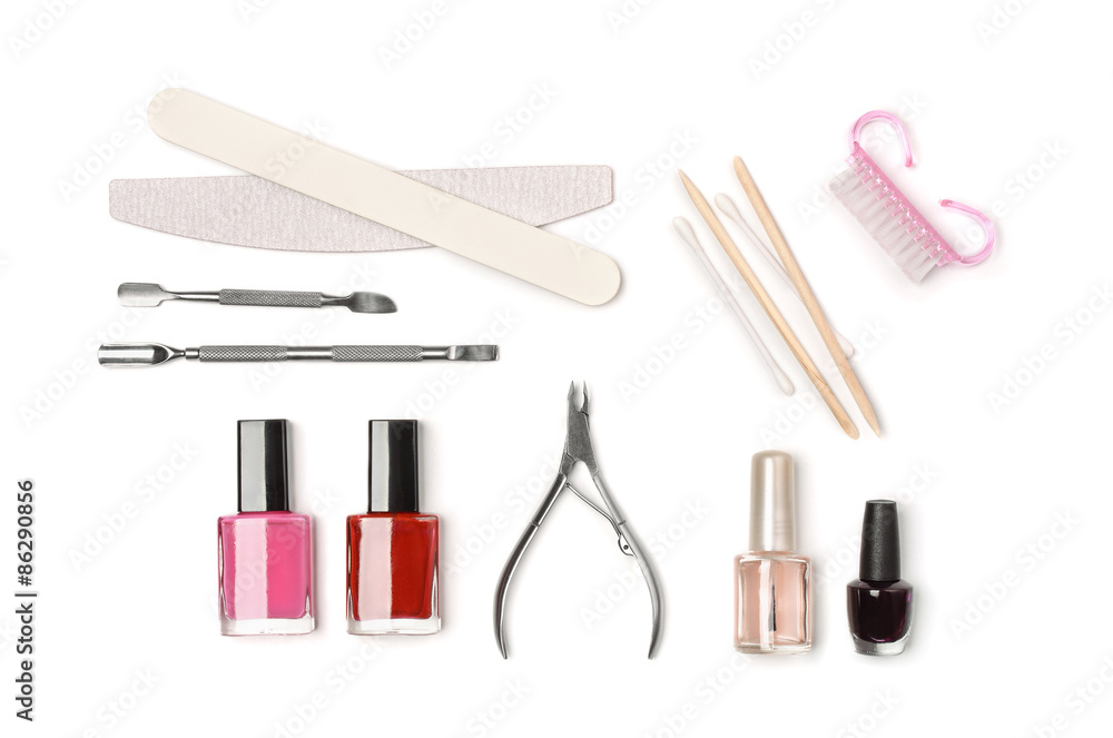 Top view of manicure equipment Top view of manicure equipment
