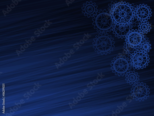 Abstract dark blue background with the gears. Vector illustration