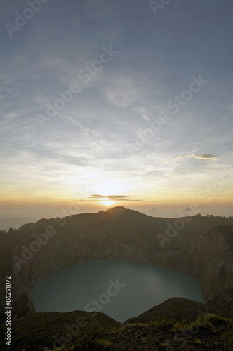 Kelimutu vulcano Flores Indonesia  in the morning sunrise photo