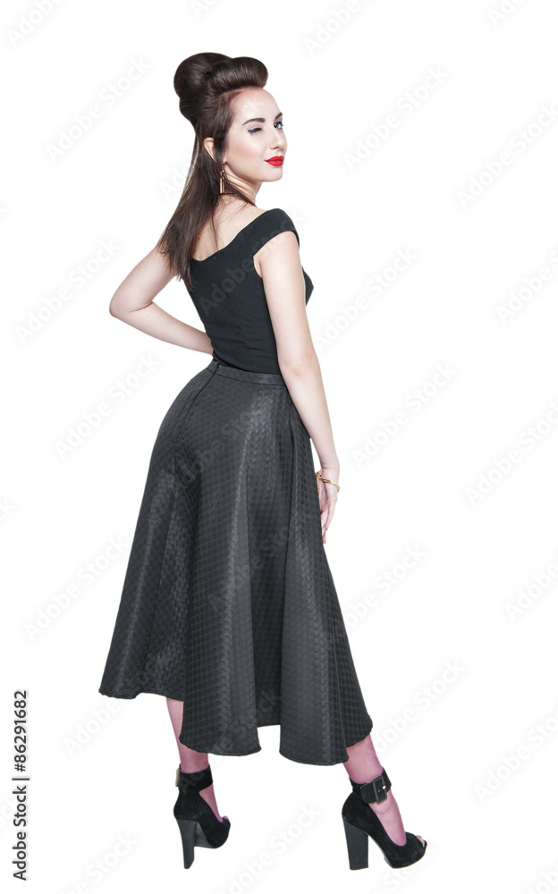 Young beautiful woman in retro pin up style winking isolated Young beautiful woman in retro pin up style winking isolated