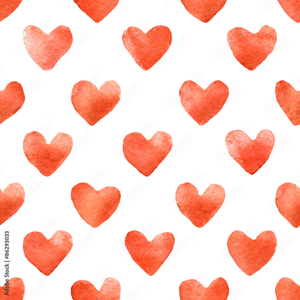 Watercolor hearts seamless pattern. Watercolor hearts seamless pattern.