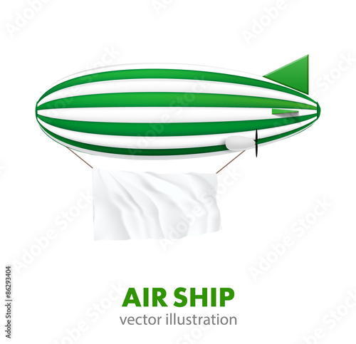 vector illustration of white air ship isolated on white