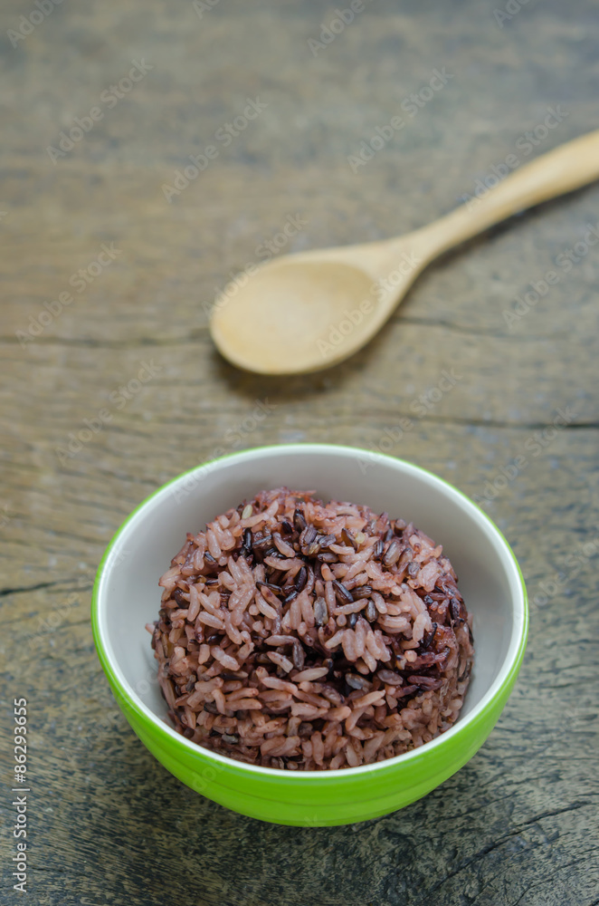 Cooked rice of Riceberry