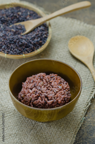 Cooked rice of Riceberry