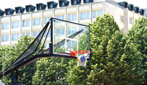Basketball hoop with ball
