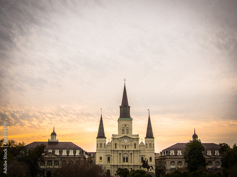 St. Louis Cathedral at Sunset in New Orleans