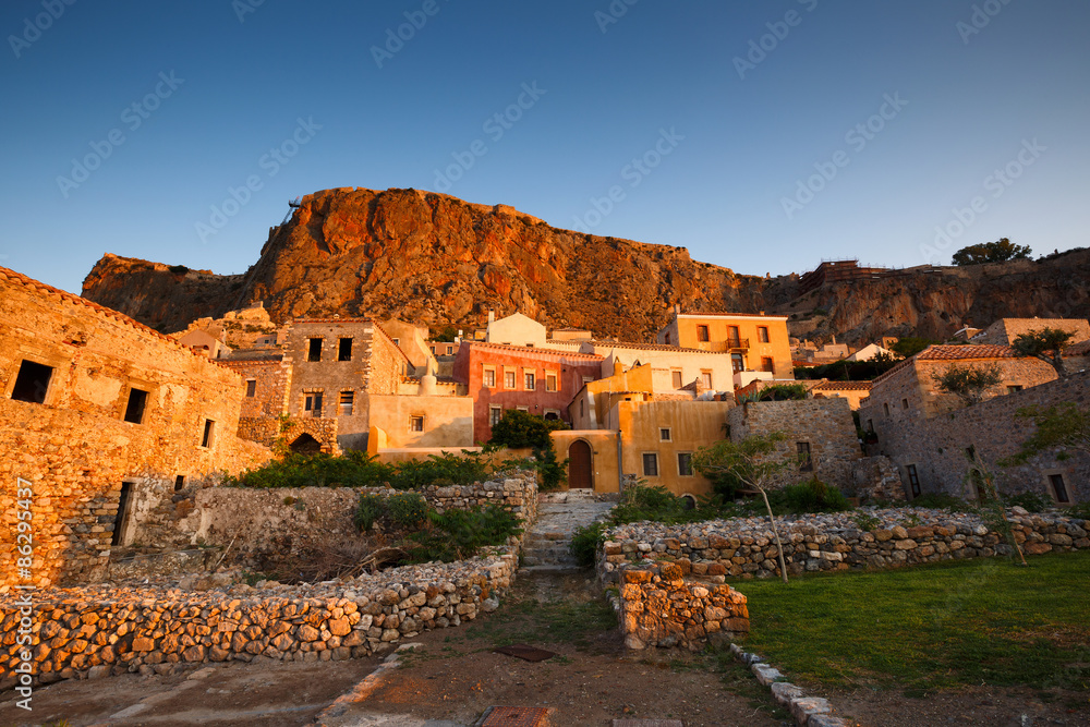 Monemvasia village in Peloponnese, Greece.