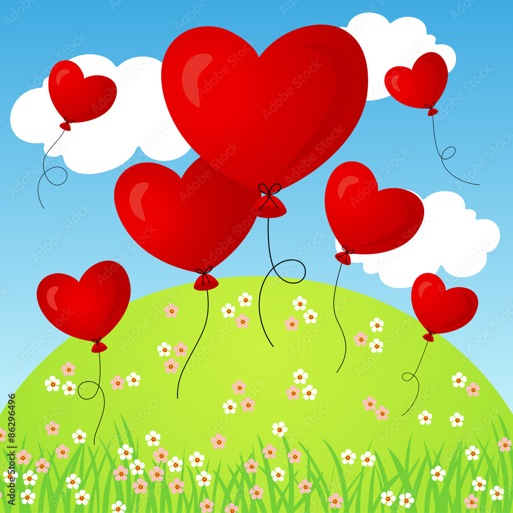 Flying heart balloons Flying heart balloons