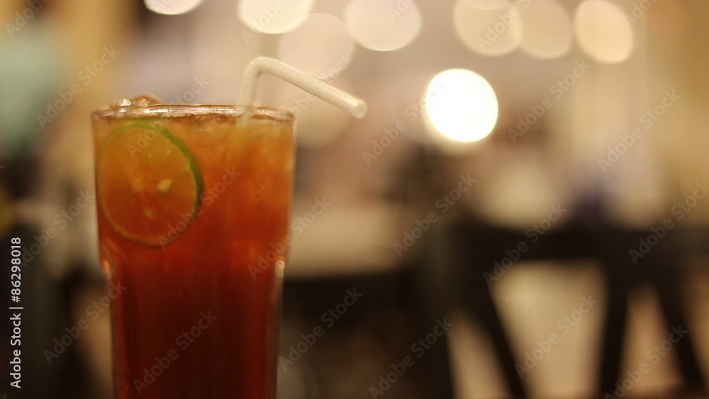 Ice tea with lime slice Ice tea with lime slice