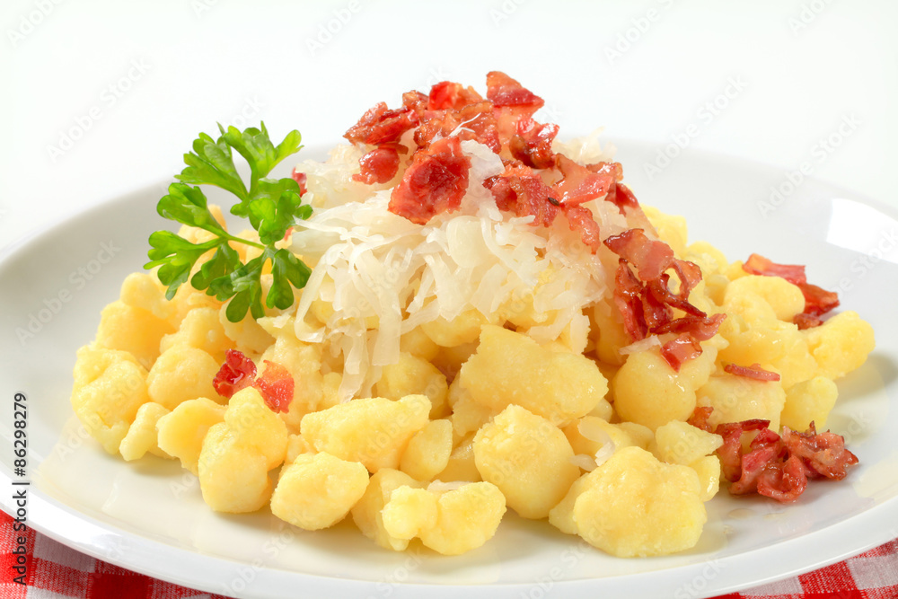 Small potato dumplings with bacon and cabbage Small potato dumplings with bacon and cabbage