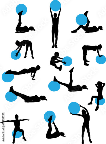woman pilates workout collection - vector