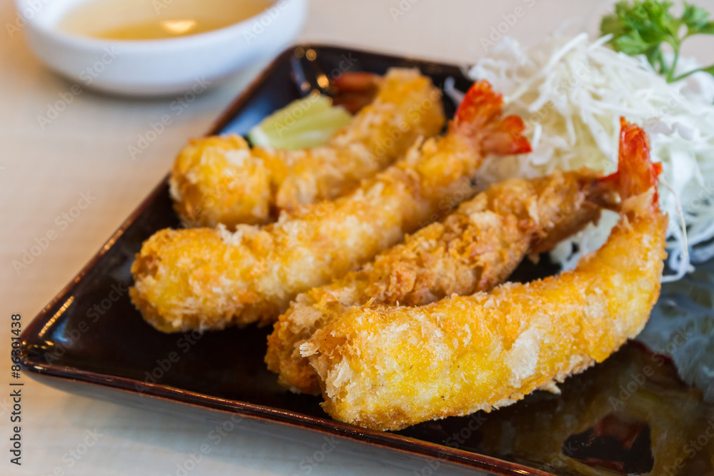 Japanese Cuisine - Tempura Shrimps (Deep Fried Shrimps). Japanese Cuisine - Tempura Shrimps (Deep Fried Shrimps).