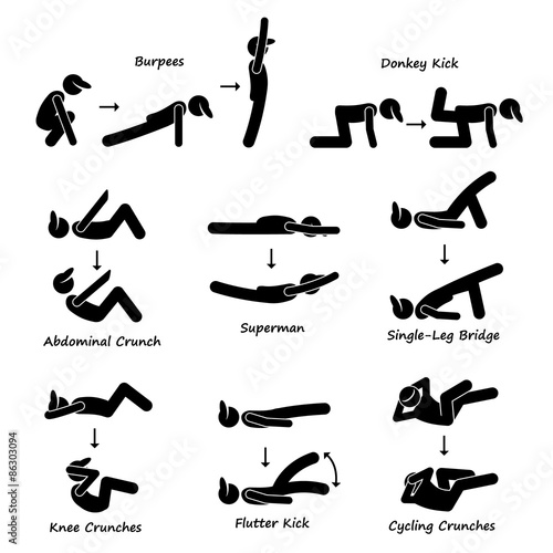 Body Workout Exercise Fitness Training (Set 3) Vector Illustrations