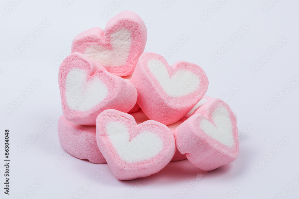Heart shape marshmallow on white background Marshmallow Heart shape marshmallow on white background Marshmallow