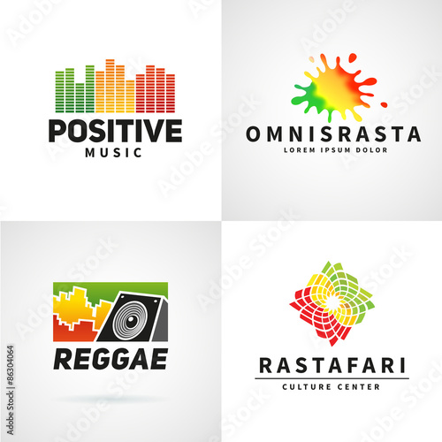 Set of positive africa ephiopia flag logo design. Jamaica reggae