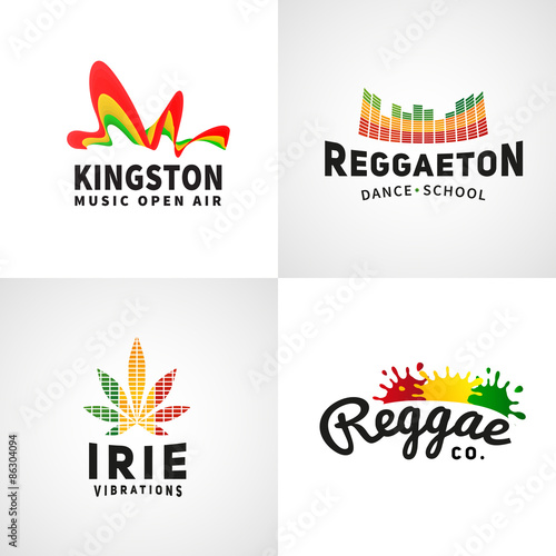 Set of positive ephiopia flag logo. Jamaica reggaeton dance