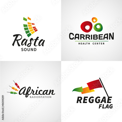 Set of african rastafari sound vector logo designs. Jamaica