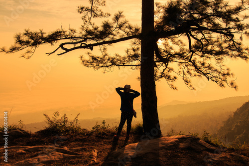 Phu Kradueng National Park at Sunrise in Loei Province of thailand photo