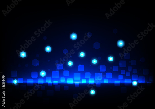 abstract rectangle and hexagon on blue background technology