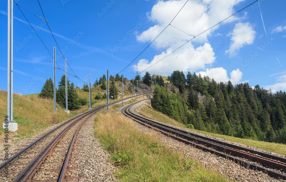Rack railroad on Mount Rigi Rack railroad on Mount Rigi
