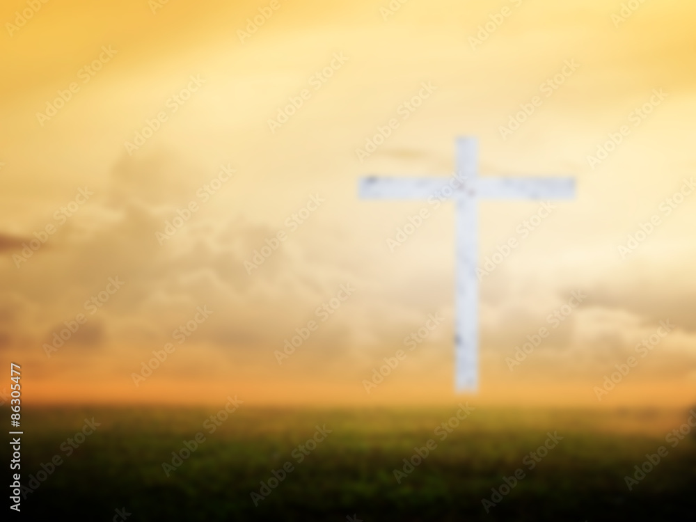 Blurred the cross on the grass Blurred the cross on the grass