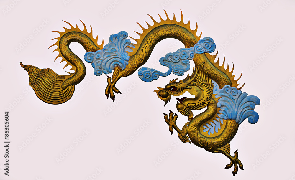 golden dragon Made from plaster isolate on white background golden dragon Made from plaster isolate on white background