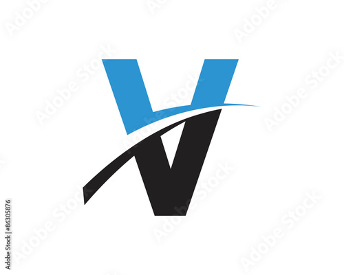 V Letter Swoosh Modern Logo