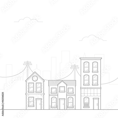 City Drawing concept with outline linear style