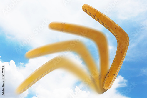 Throw boomerang on the sky.