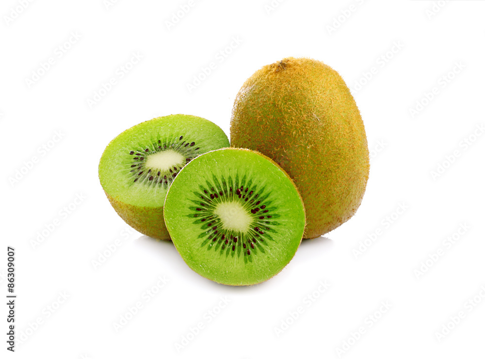 Kiwi fruit isolated on white background, macro Kiwi fruit isolated on white background, macro