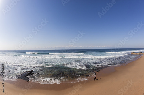 Father Son Blue Ocean Waves Beach Horizon Landscape © ChrisVanLennepPhoto