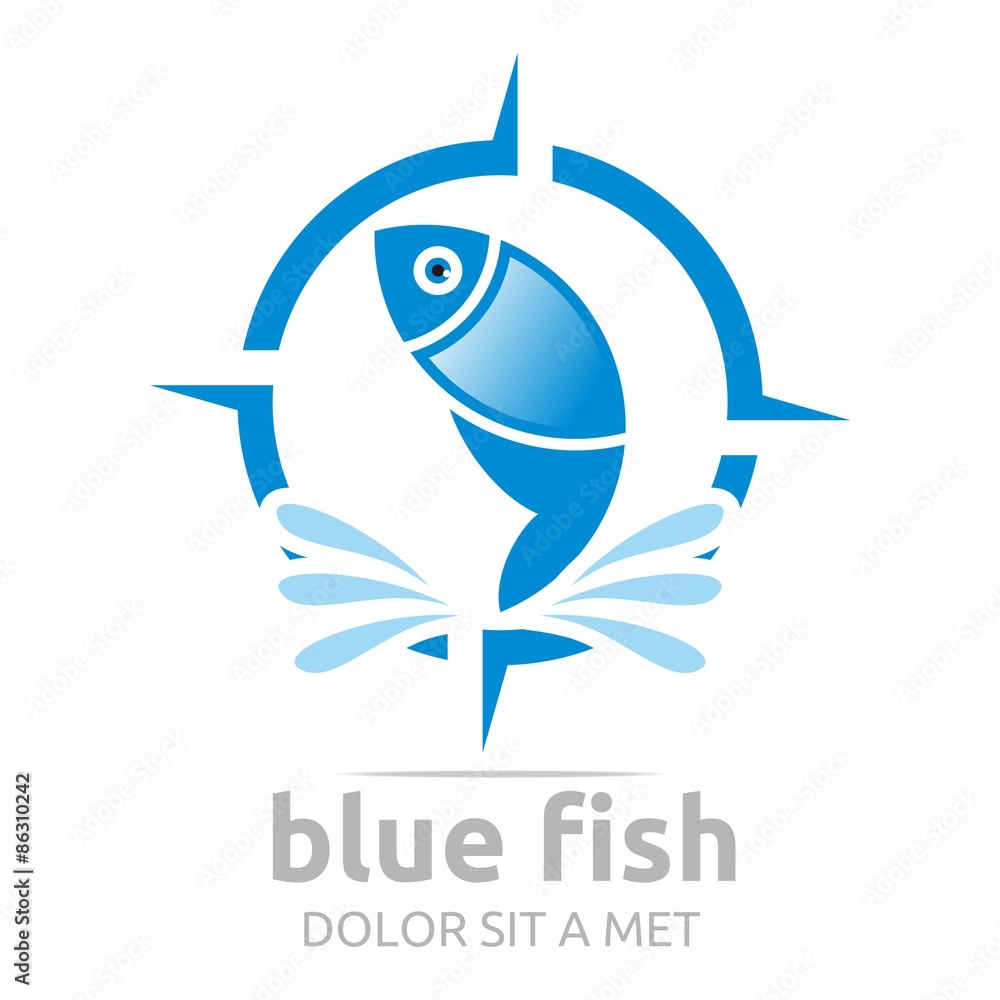 Logo Blue Fish Design Icon Symbol Abstract Logo Blue Fish Design Icon Symbol Abstract
