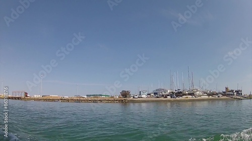 Ria Formosa, natural park seascape view from boat. Algarve.