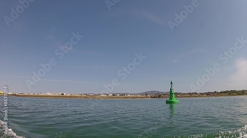 Ria Formosa, natural park seascape view from boat. Algarve.