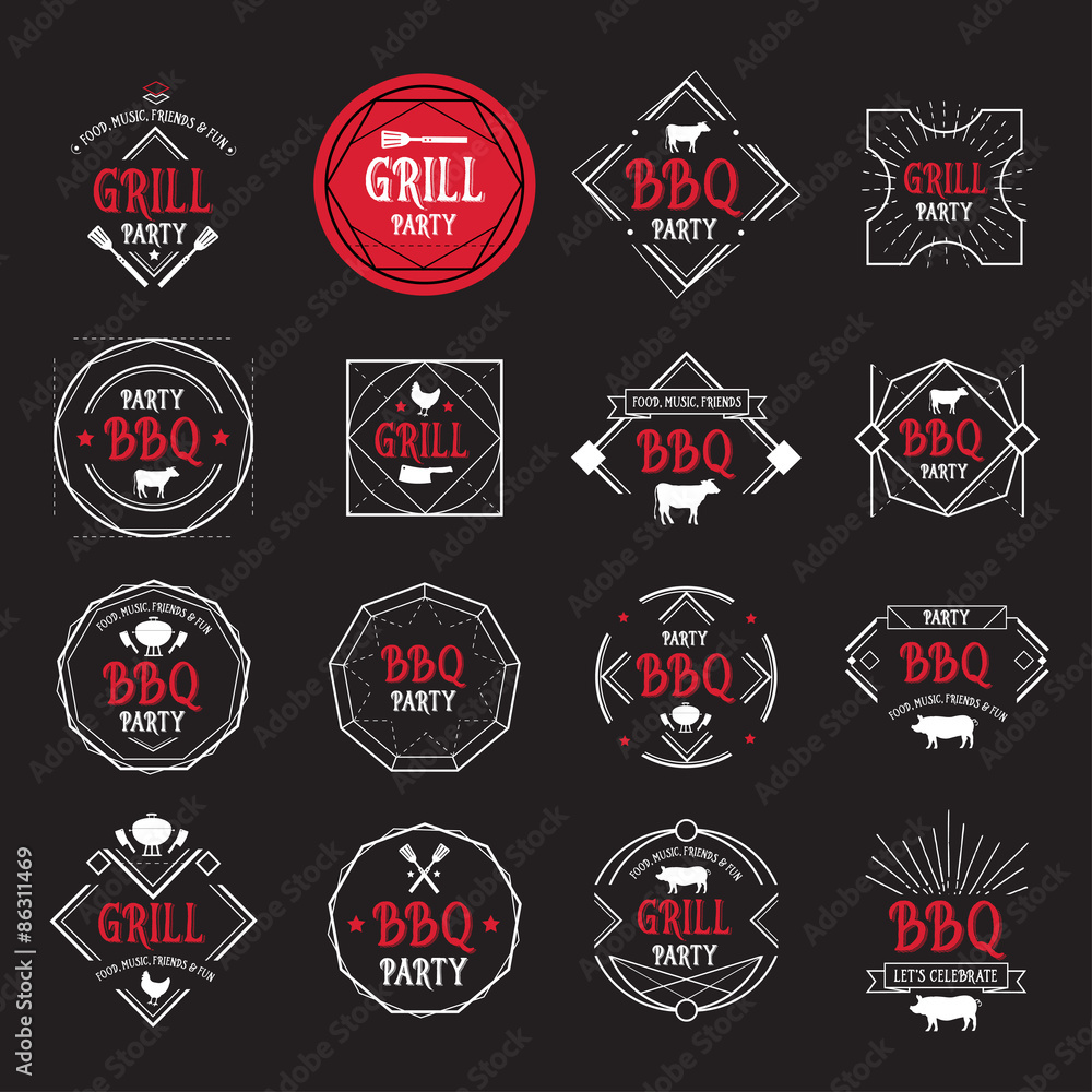 Obraz premium Barbecue party icon. BBQ menu design.