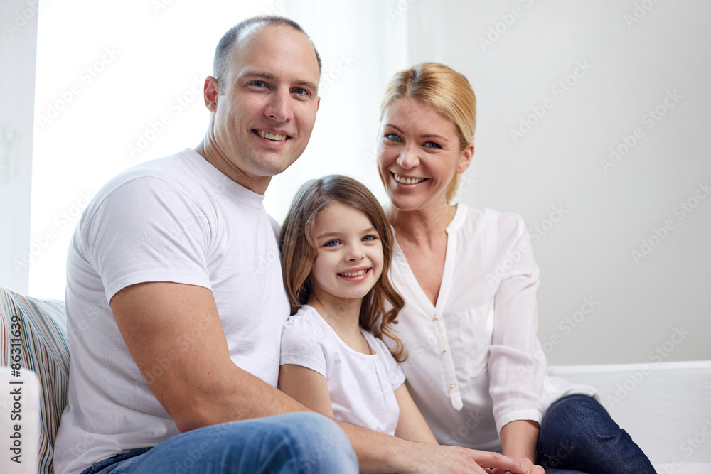 happy parents with little daughter at home happy parents with little daughter at home