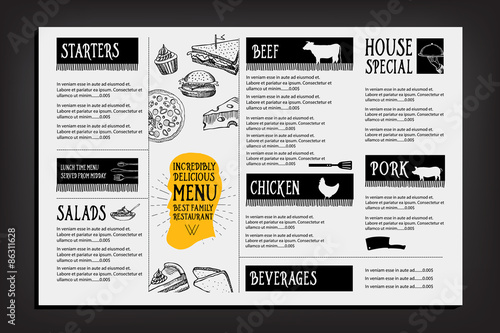 Restaurant cafe menu, template design. Food flyer.