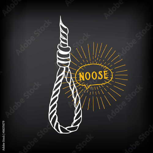 Hanging rope, noose sketch design vector.