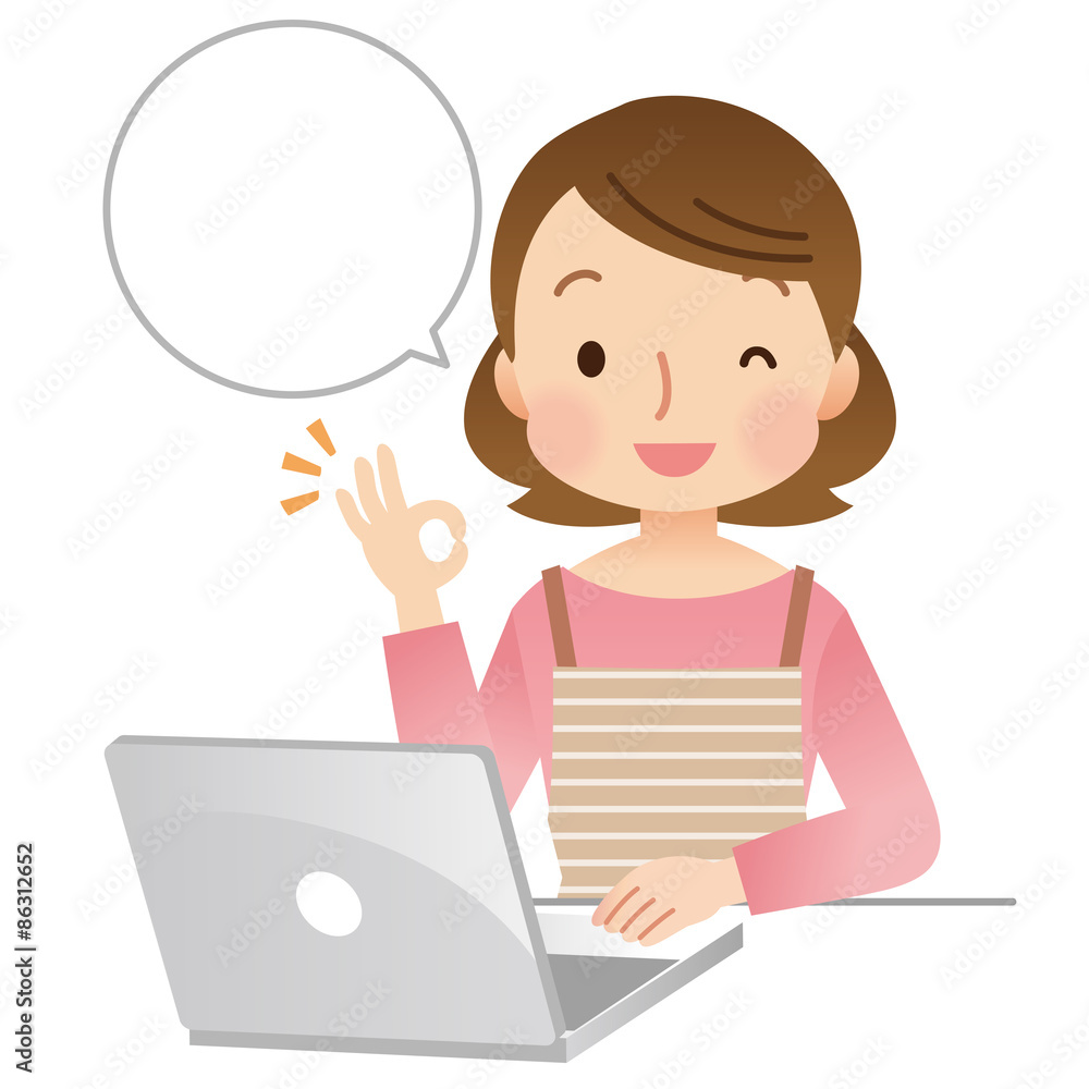 女性　パソコン　主婦　オッケー