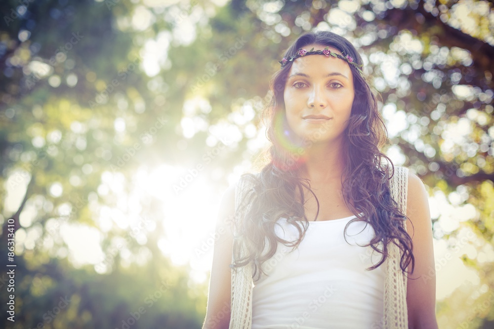 Happy hipster girl looking at camera Happy hipster girl looking at camera