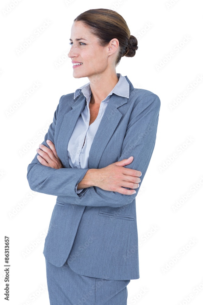 Businesswoman smiling on a white background Businesswoman smiling on a white background